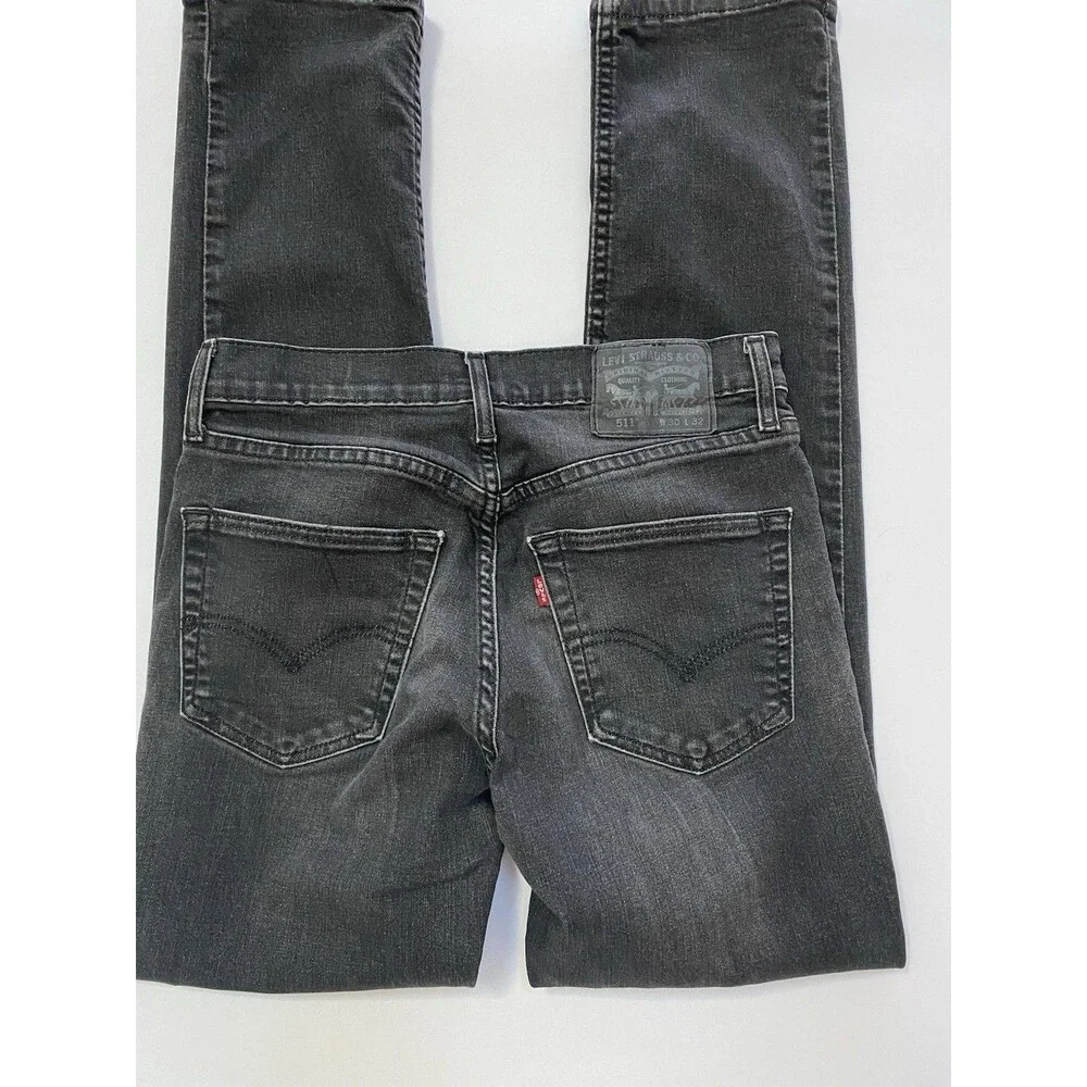Levi's 511 Slim Fit Jeans Men's 30x32 Faded Black Gray WaterLess Denim Stretch